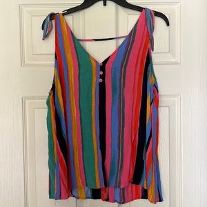 a.n.a. A New Approach Women's V-neck Tank Top Striped: Size XL